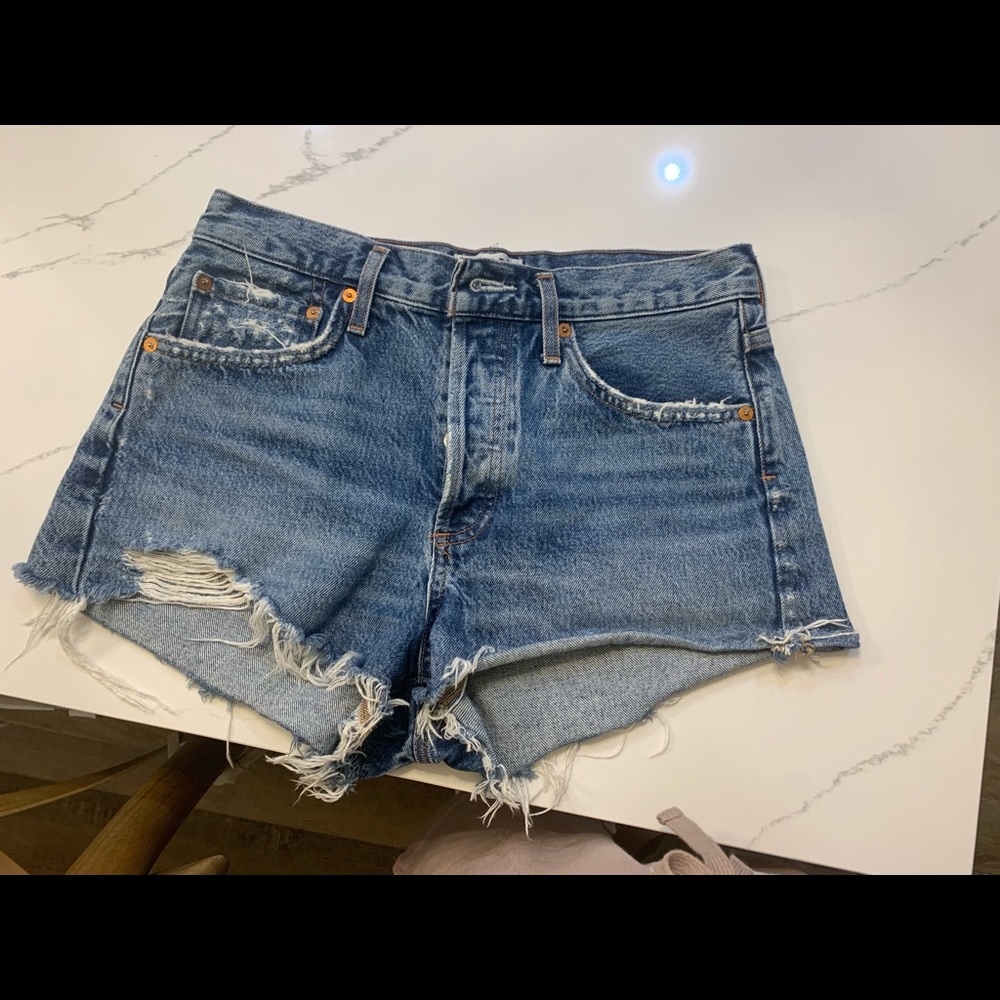 Agolde Shorts. I am not sure of the name but did take a pic of the cut #